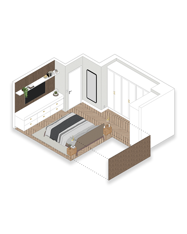 Vitra Bedroom 室内设计与 3D 可视化丨巴西-11