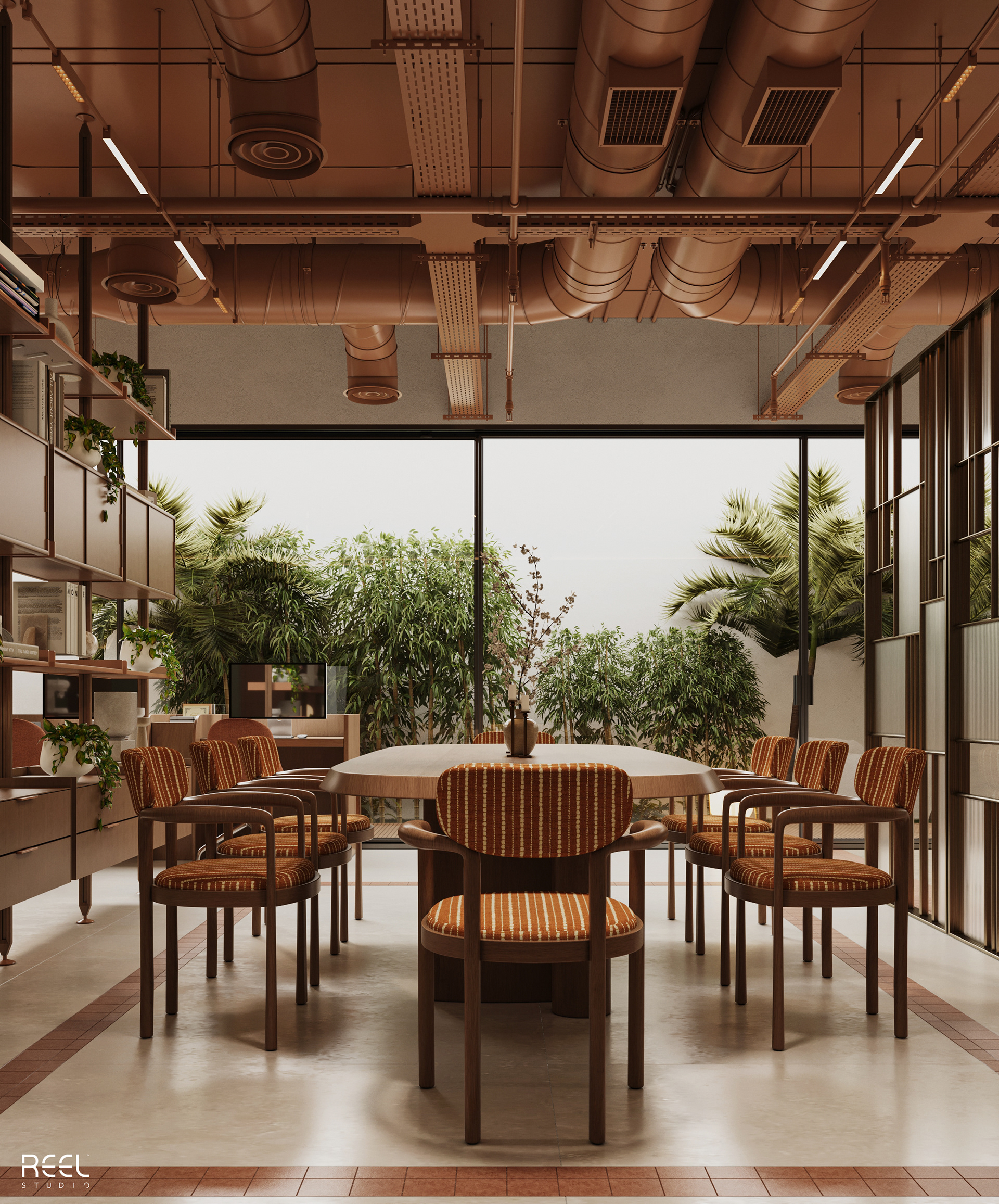 Mid-century Living Room With Workspace-9