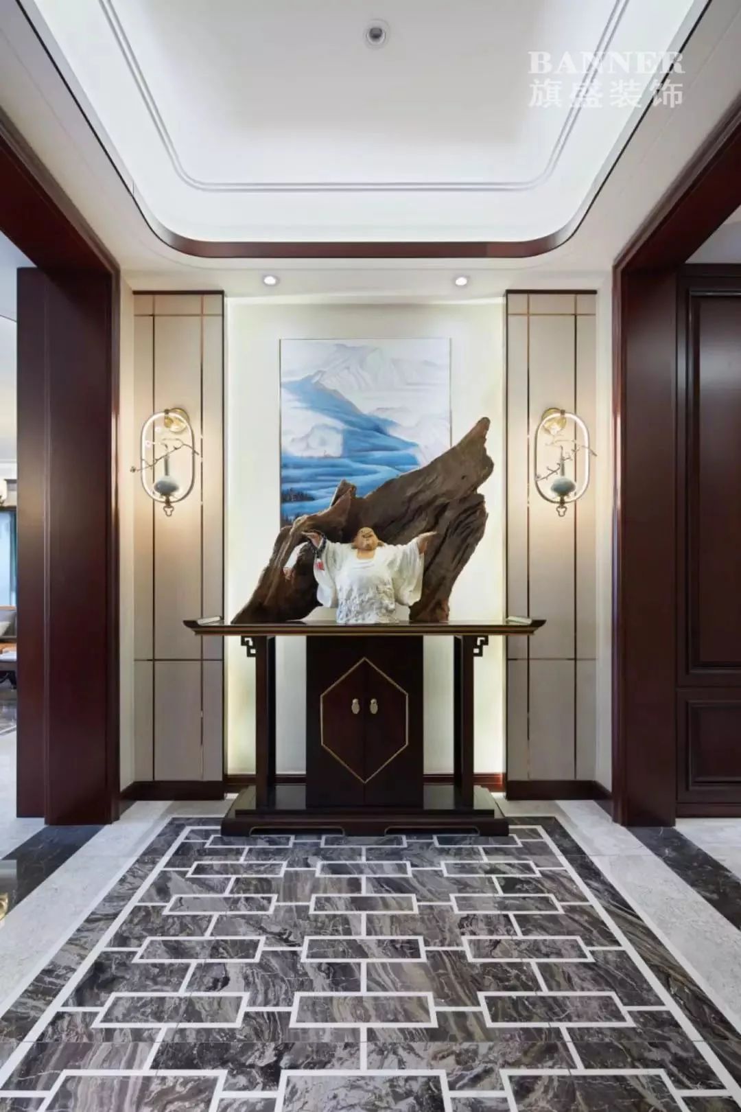 新中式家装典范 | 西安海德堡 310㎡空间设计-17