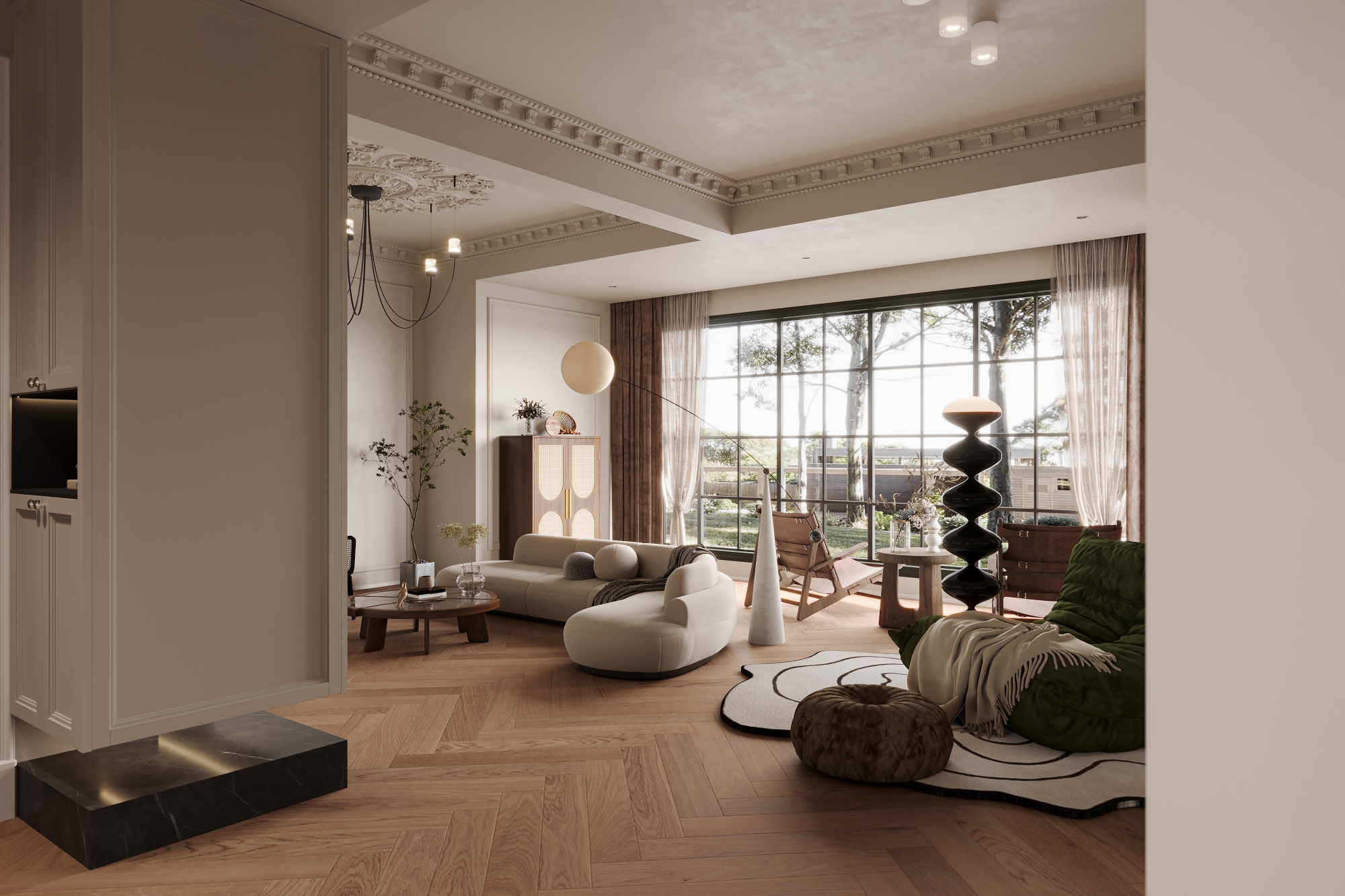 复古雕花 + 现代软装：优雅又松弛的混搭风家居-7