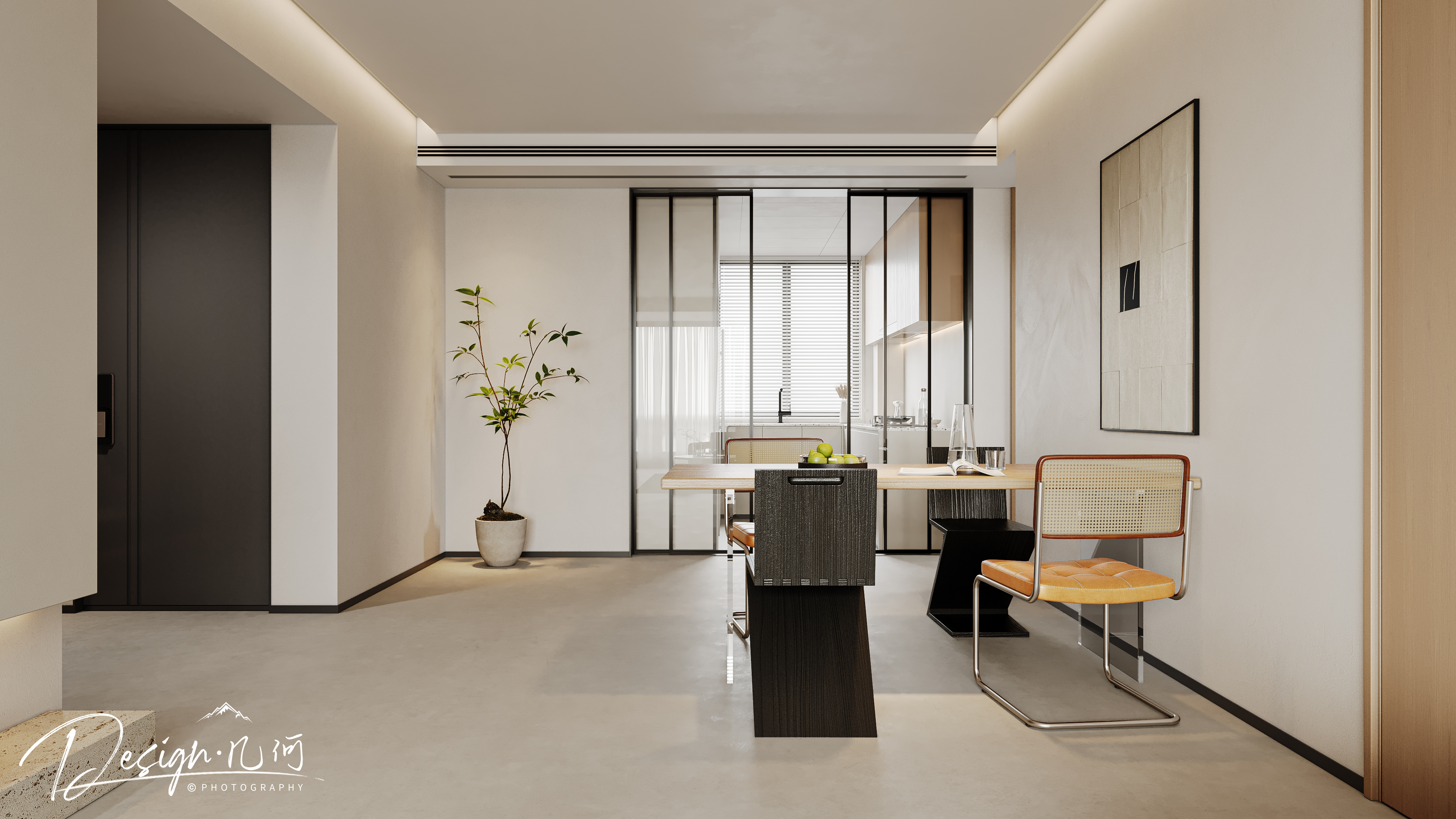 几何空间视觉表现 | 华安府现代奶油风客餐厅-3