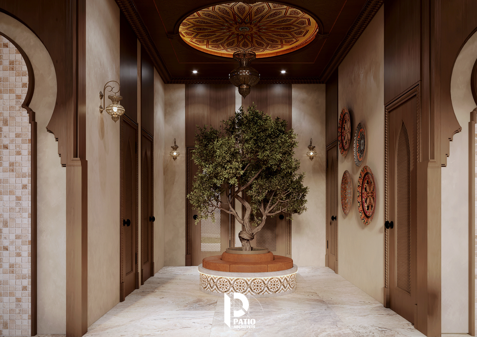 Men’s Hair Salon Entrance & Bar Area Interior Design-13