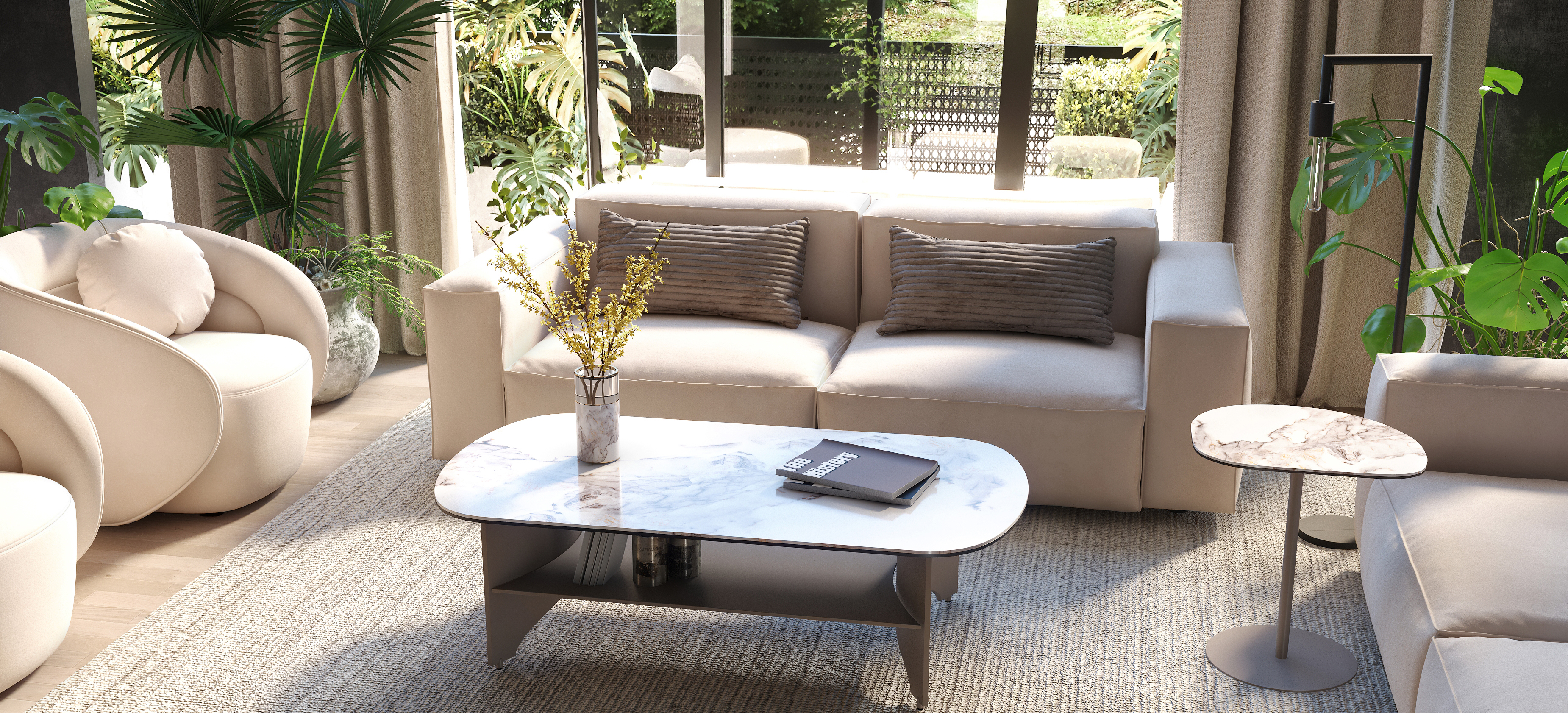 3d render and modeling set of furniture in interiors-6