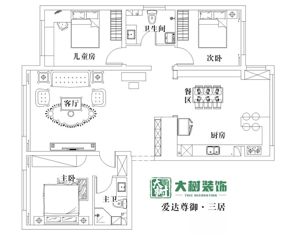 爱达尊御 | 简美风大三居，舒适优雅的空间设计-7