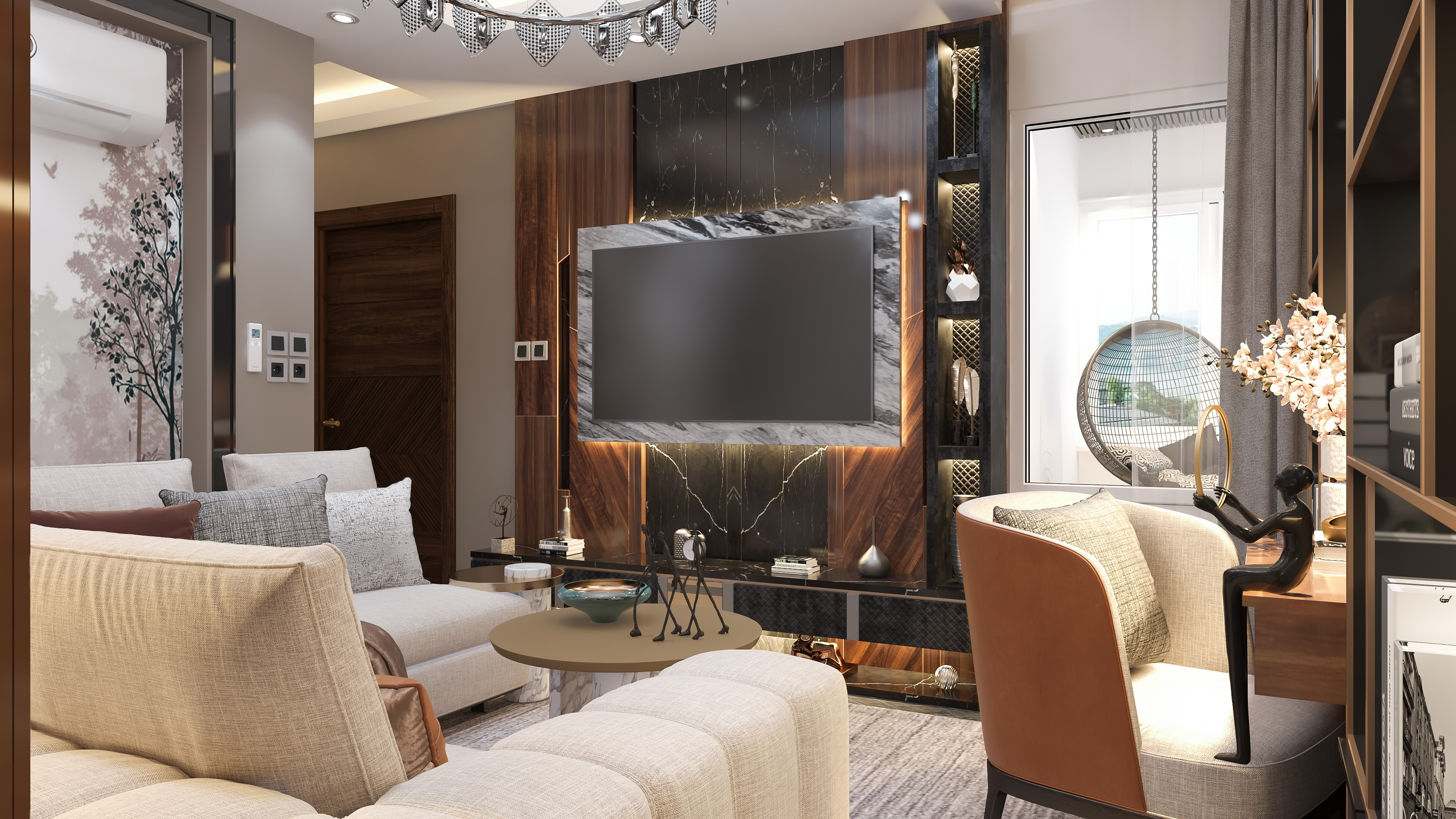 living room with open kitchen-3