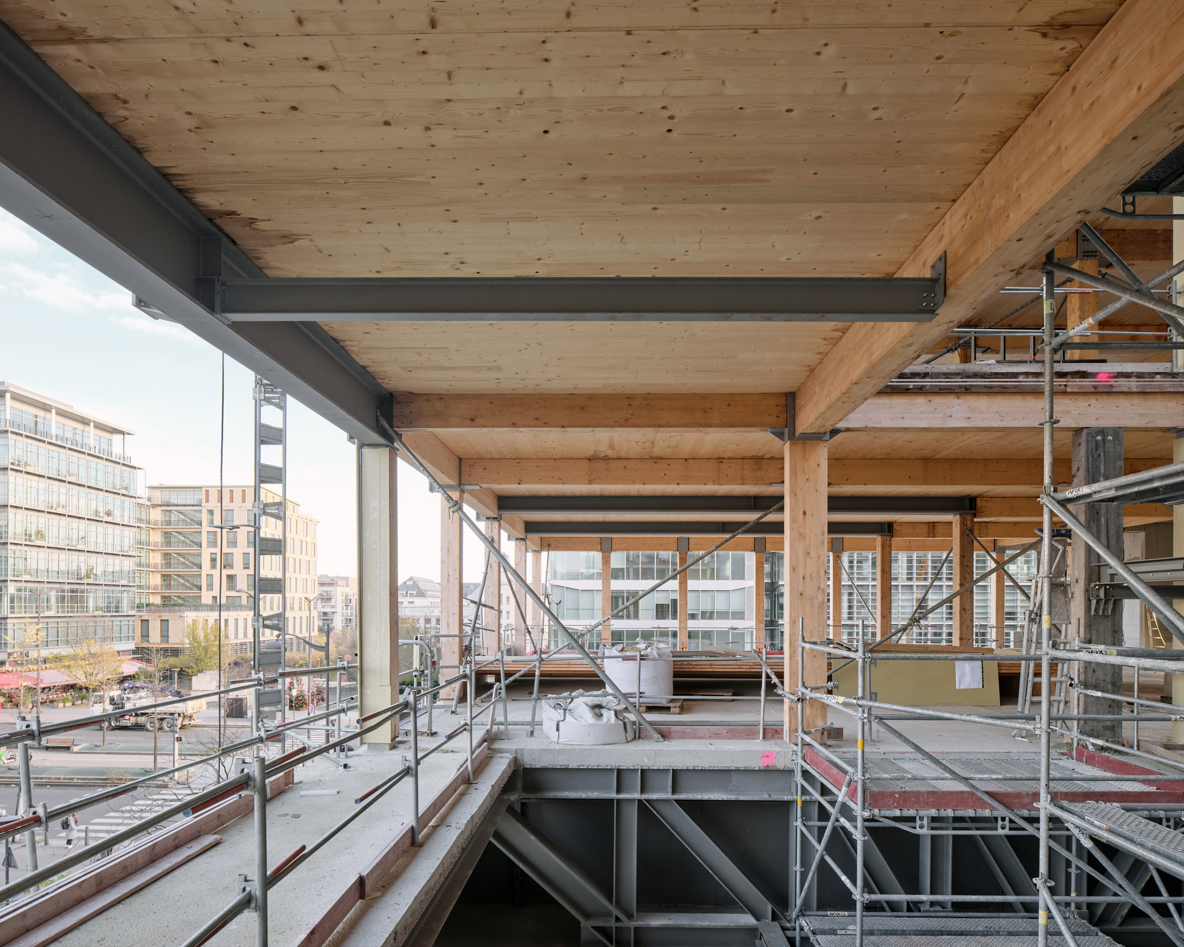 Images reveal construction of Studio Gang university in Paris built with 50 per cent natural materials-12