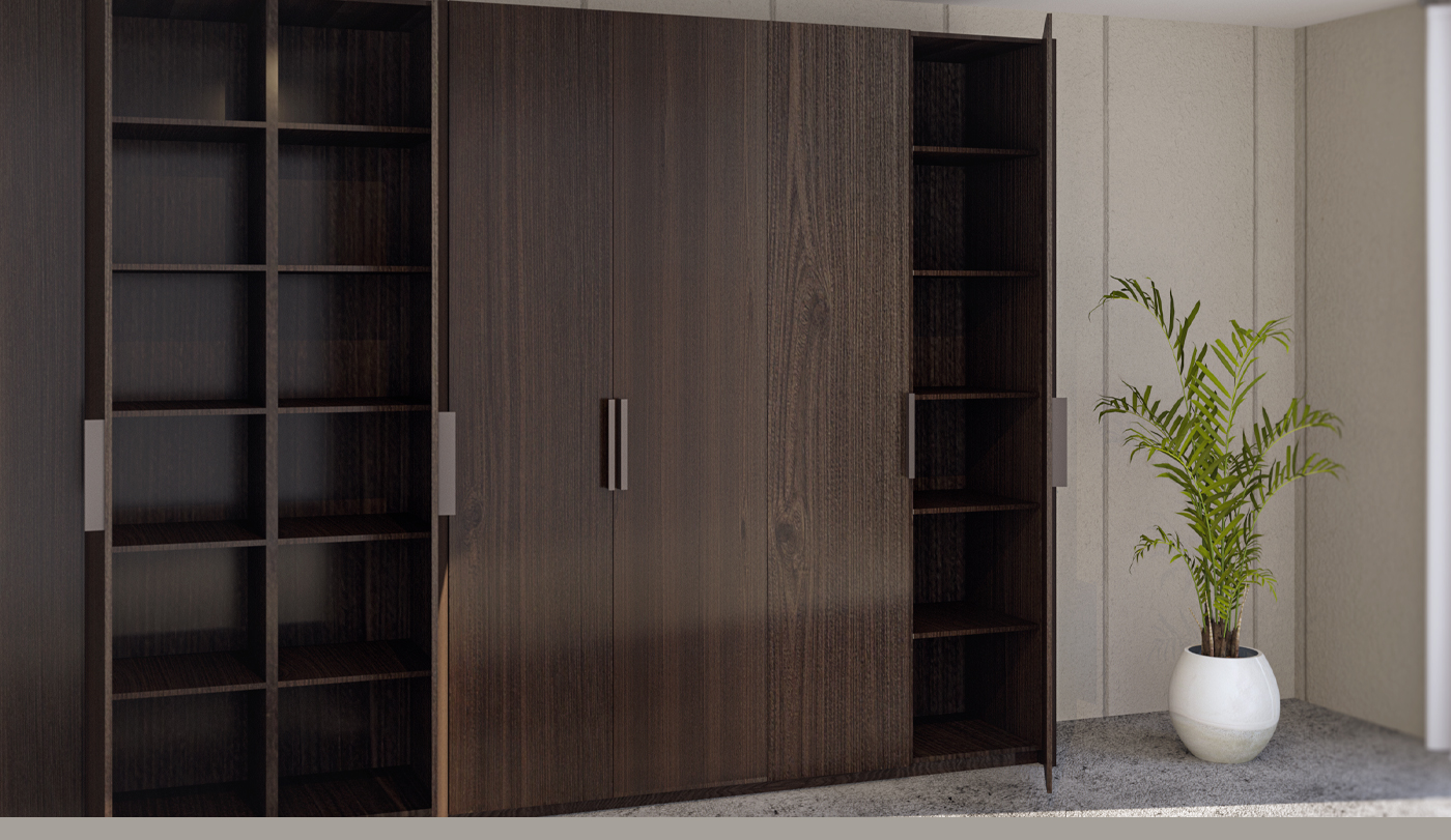 Technical drawing and 3D visual design of the wardrobe-3
