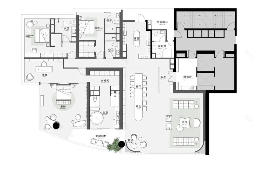 现代法式大平层丨中国广州丨301 设计研究所-40