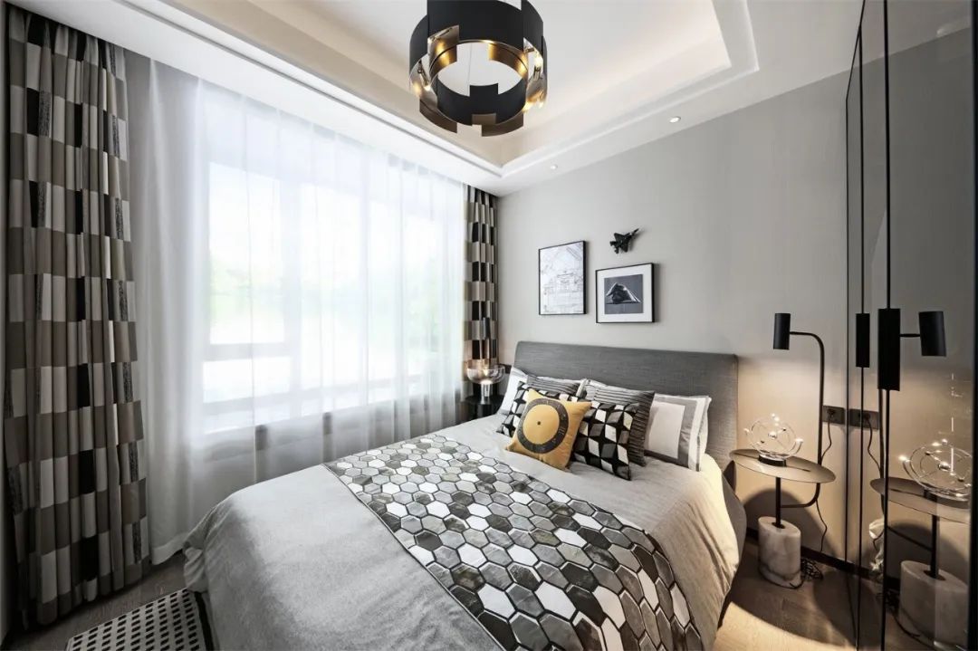 烟台万科翡翠长安样板间 | 抹茶色遇见黑灰色，简约至美-56