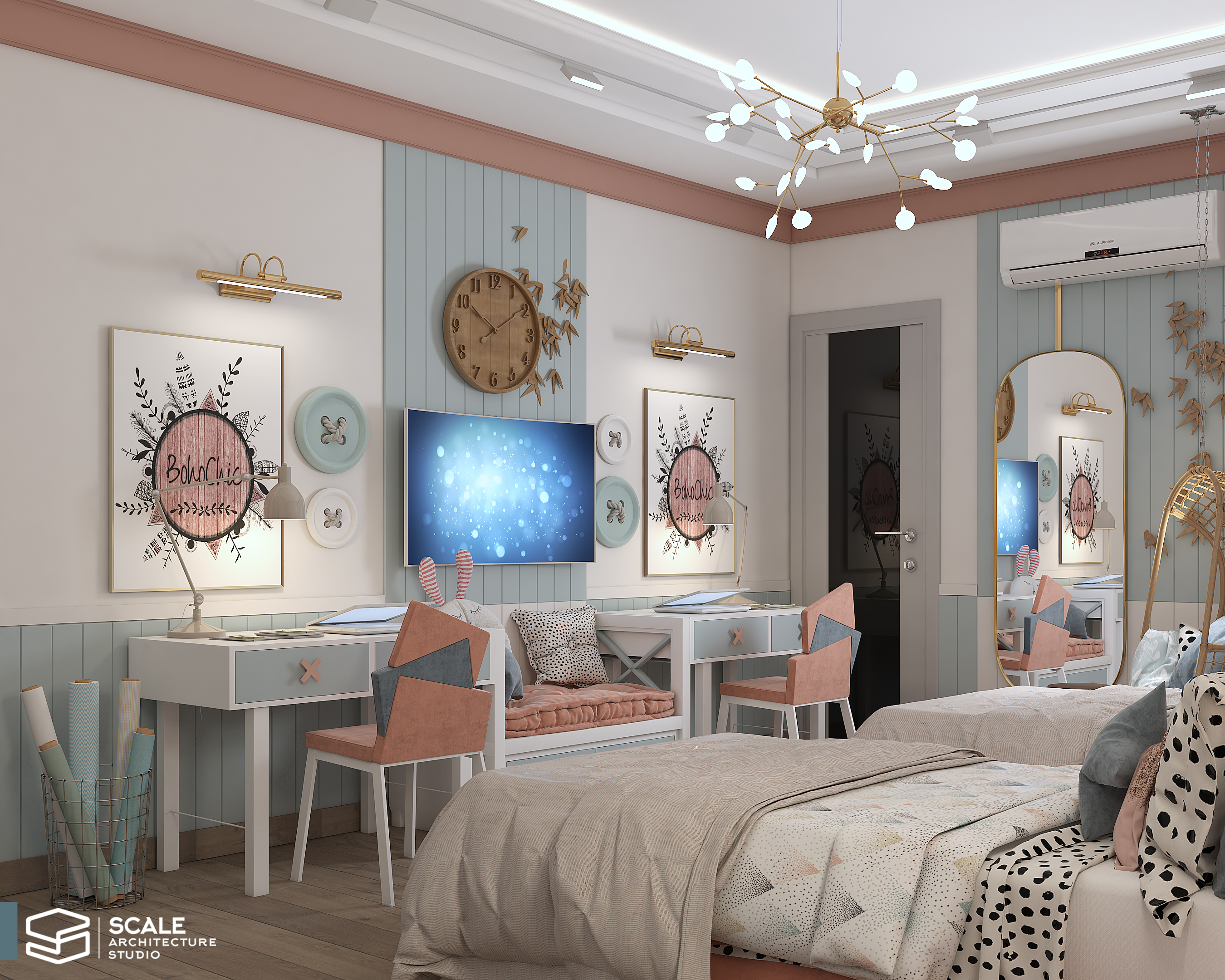 女孩卧室带浴室设计丨Scale Architecture studio office-7