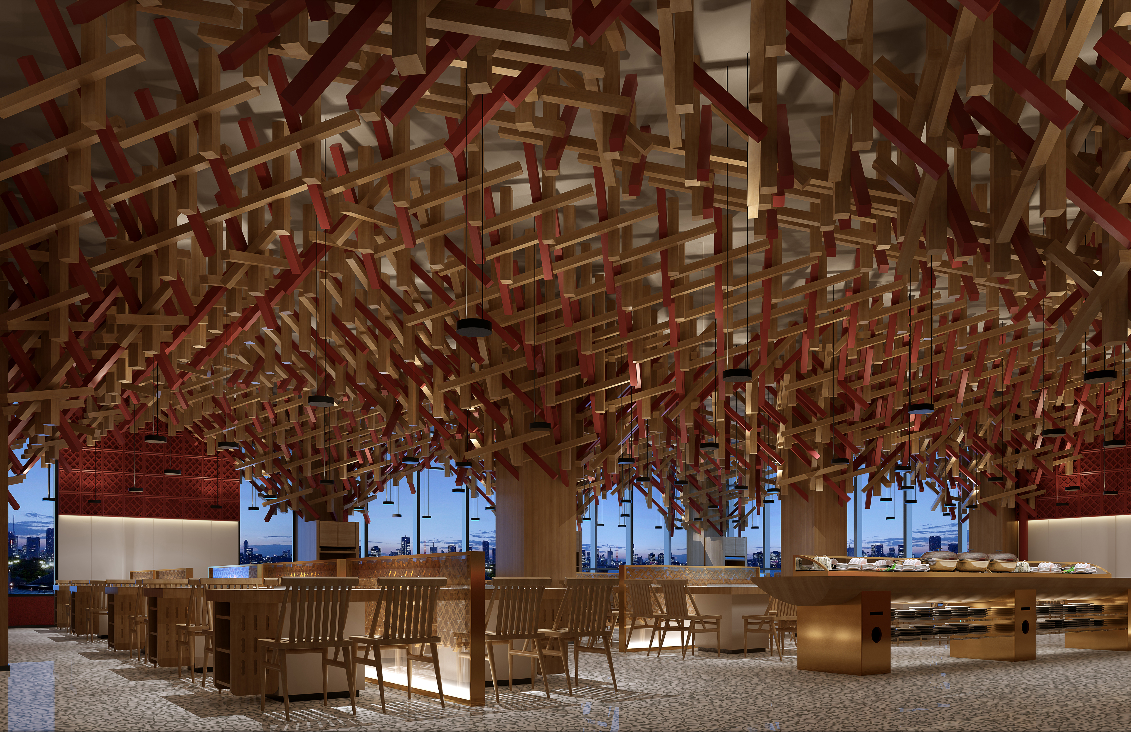 抽象化的“巴适”上海川庭毛肚火锅丨中国上海丨雲想空间设计-1