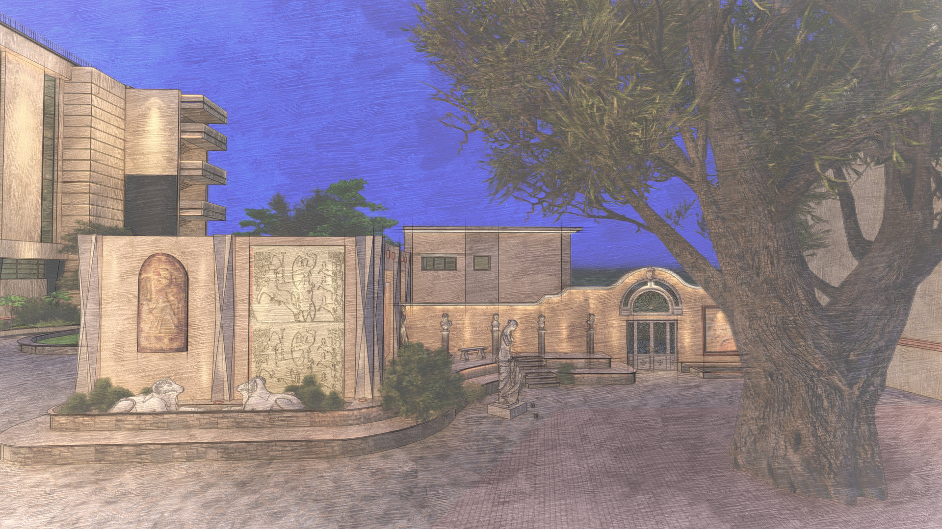 美术学院外立面照明设计丨埃及丨环境处理建筑系-25