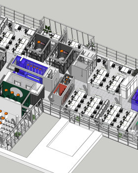 Working drawings for an office of 630m2