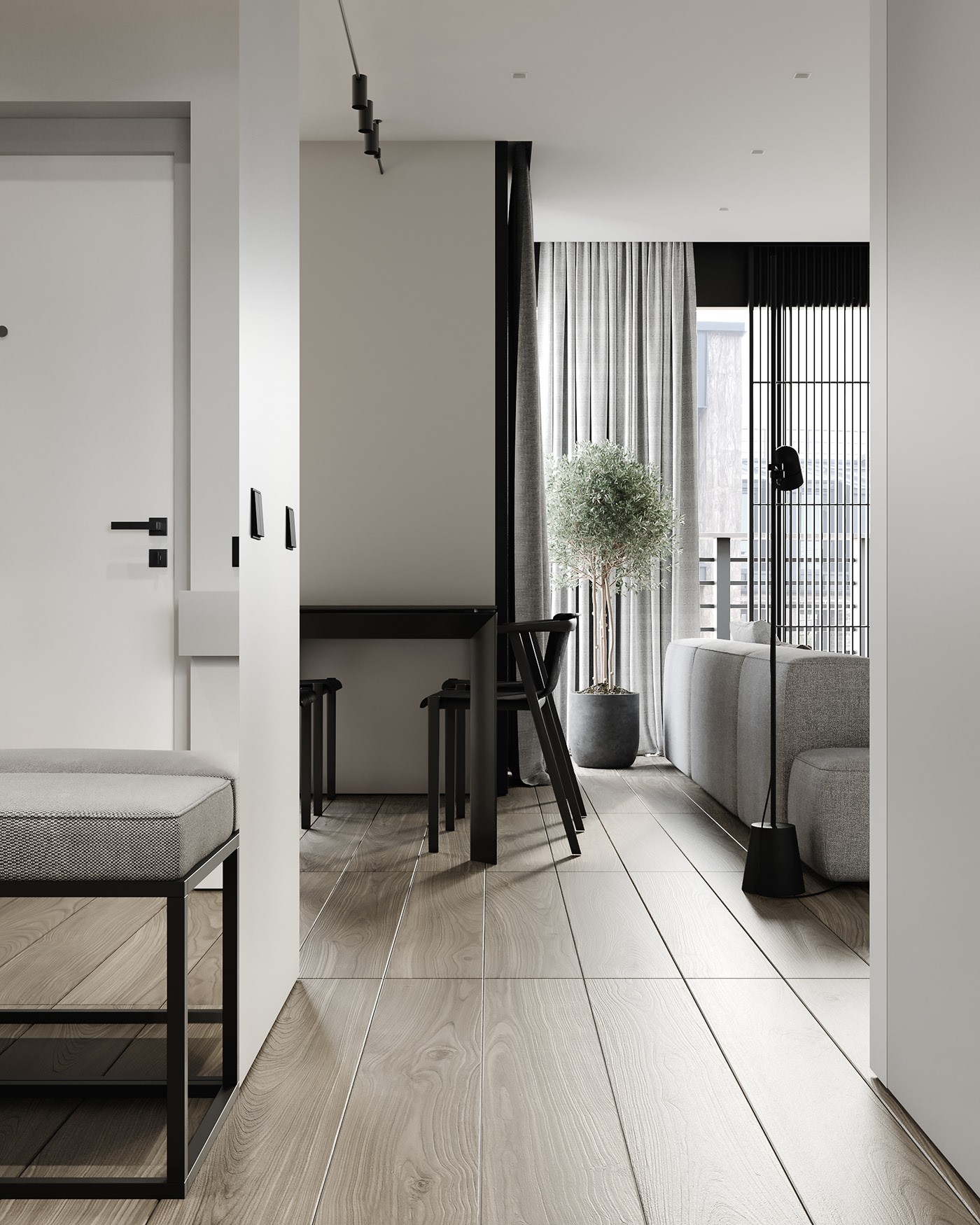 高级灰色系公寓设计 超耐看的设计！-1