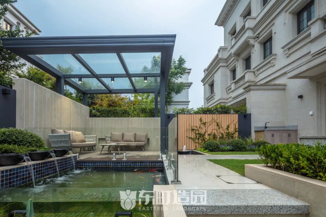 80㎡现代简约庭院，水景与夜景的完美融合-19