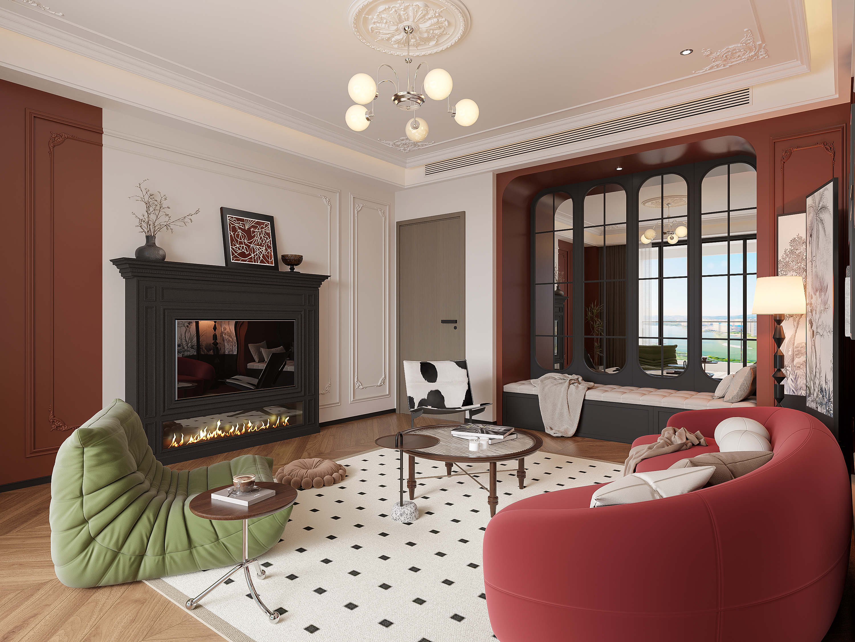 法式中古风——家装 3D静态效果图-1