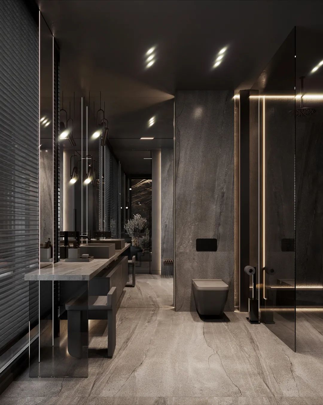 深色系卧室设计-17