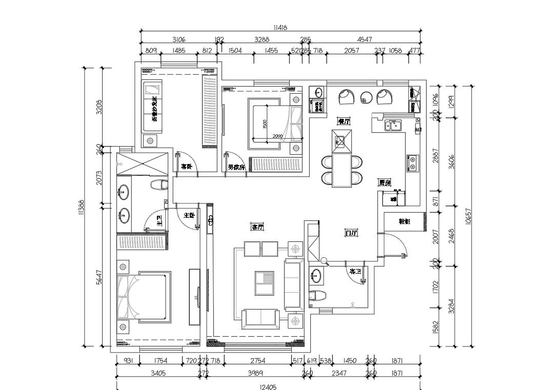 现代简约无主灯设计-1