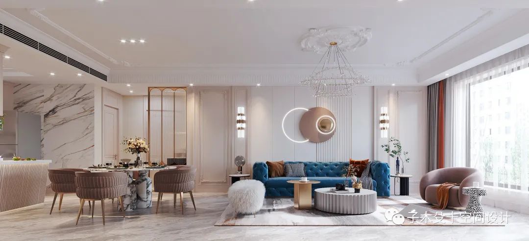 法式轻奢海城别墅丨子木殳十空间设计-14