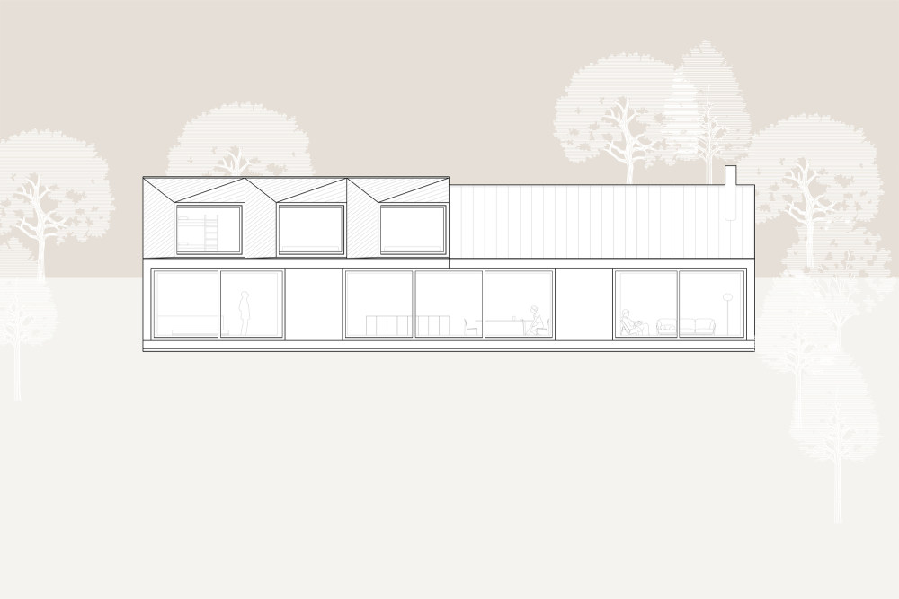法国 V 字住宅 | 嵌入林间的自然几何空间-33