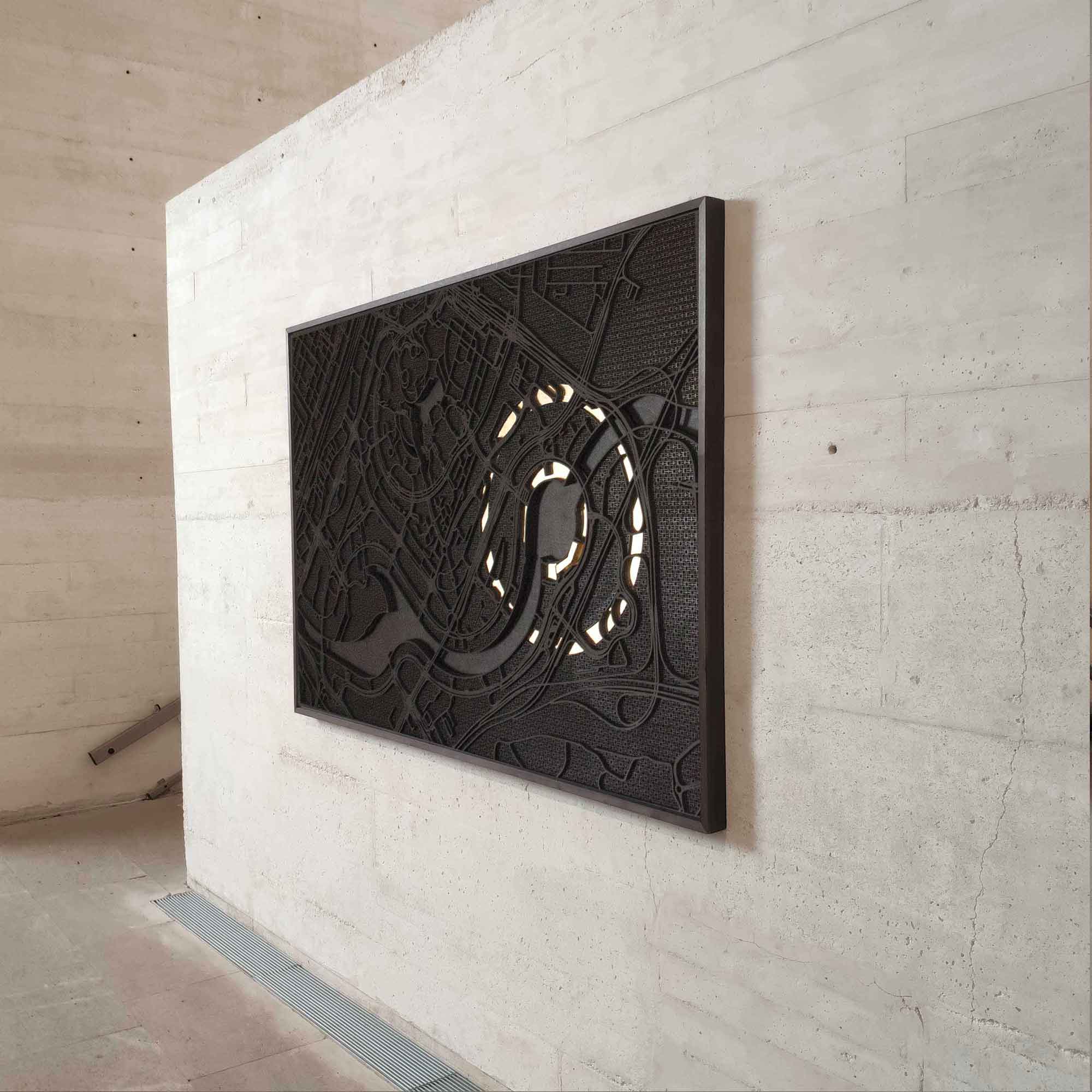 Dubai Hotel Artwork - Laser-Cut Map in Black & Gold-38