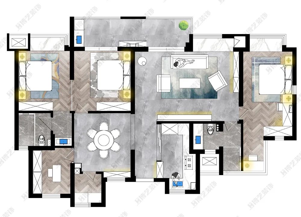 嘉兴优尚花园 150㎡现代简约设计，大气而简约的生活空间-14