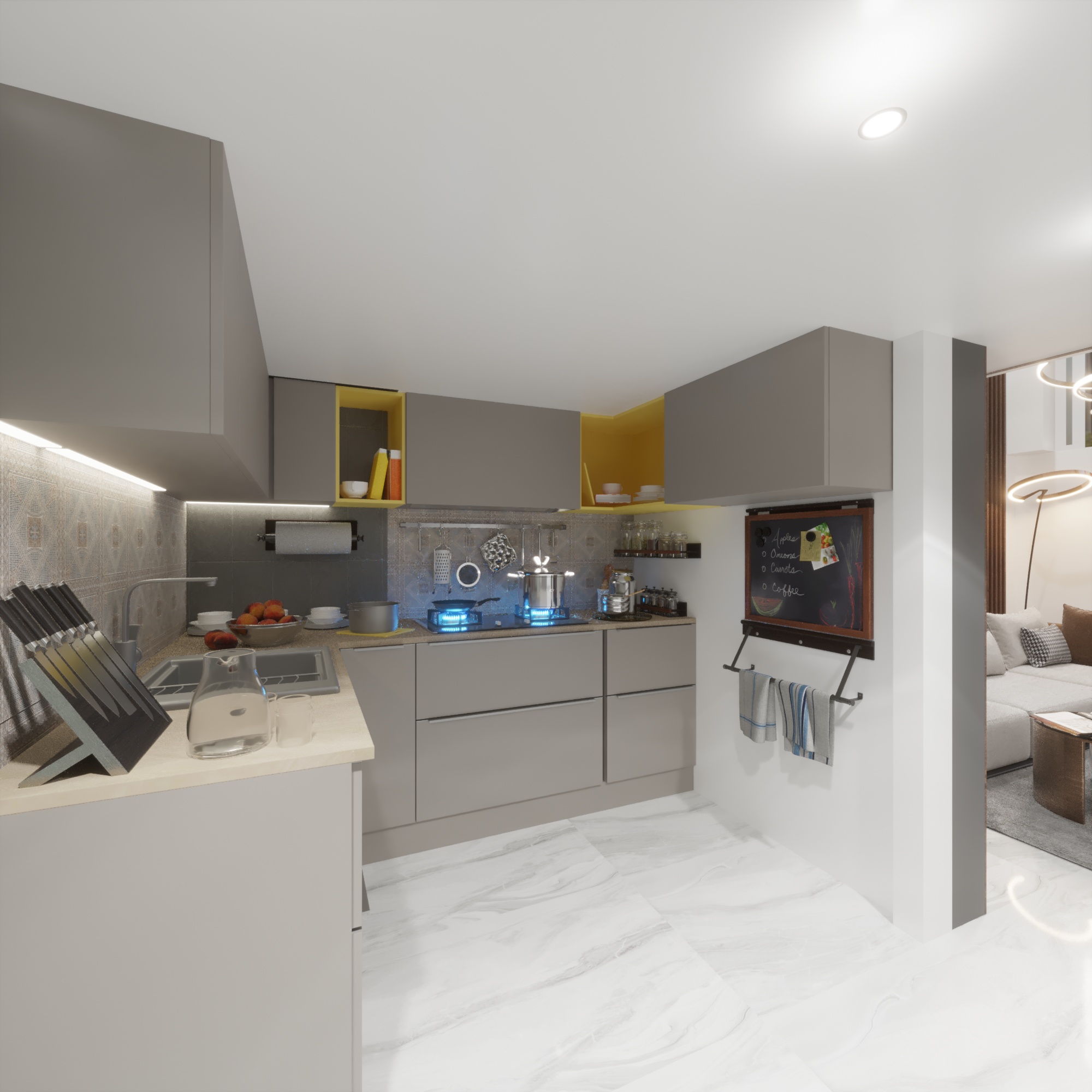 Home Interior Kitchen & Living & Bedroom & Bathroom-7