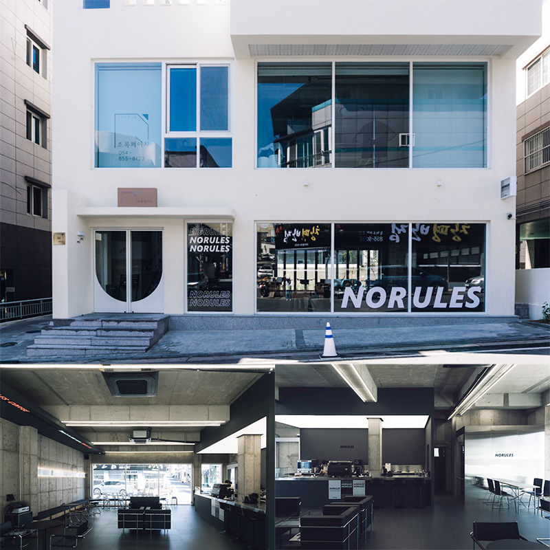 "韩国室内设计师打造 34 平极简咖啡厅，工业风设计成亮点"-1