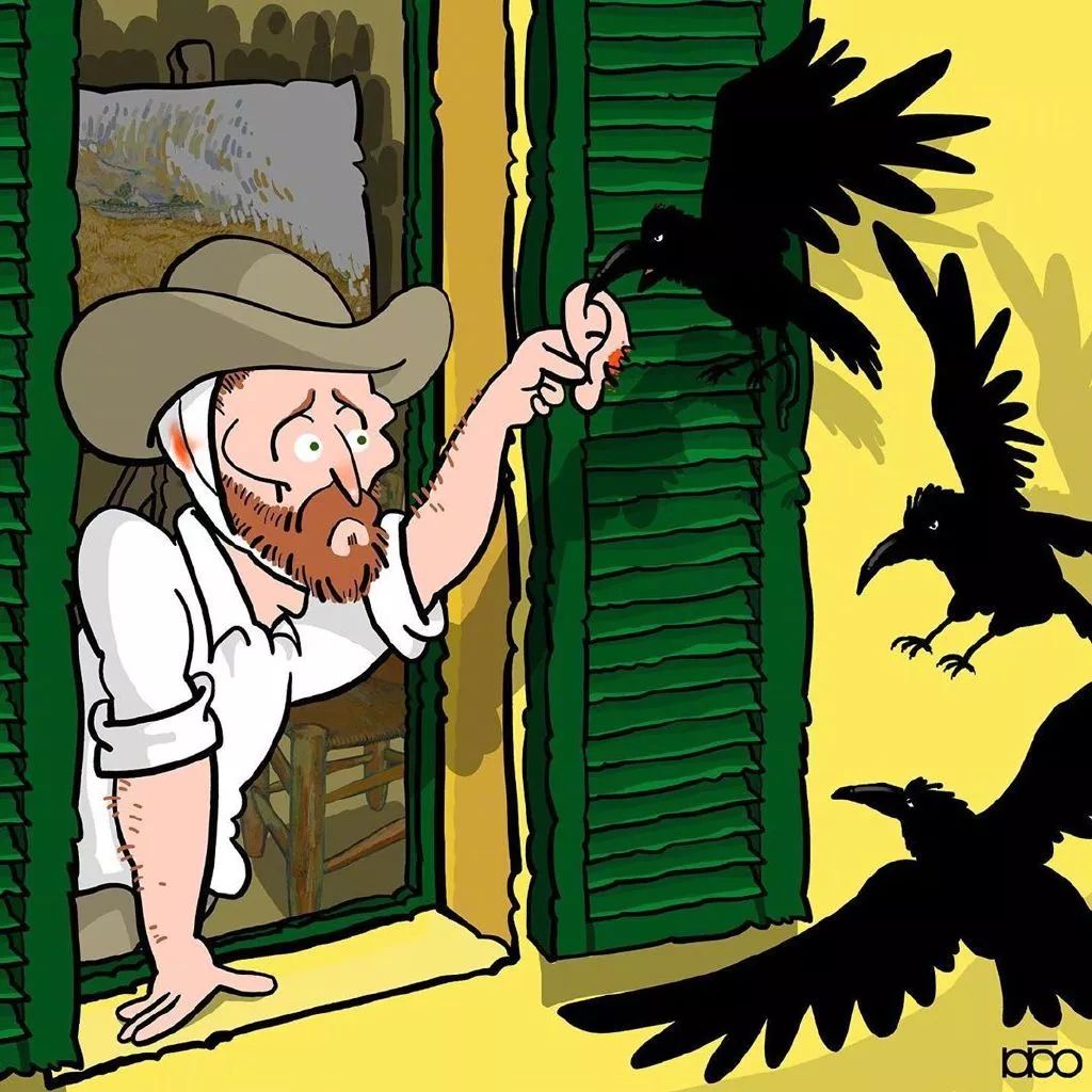 梵高生活艺术化,伊朗插画家漫画致敬经典-21