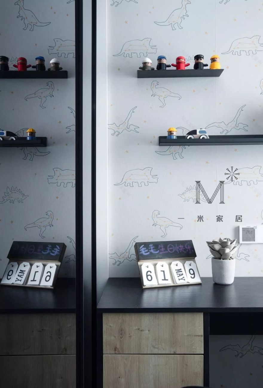 90m²现代北欧小三房,打造小怪兽主题趣味儿童房-47