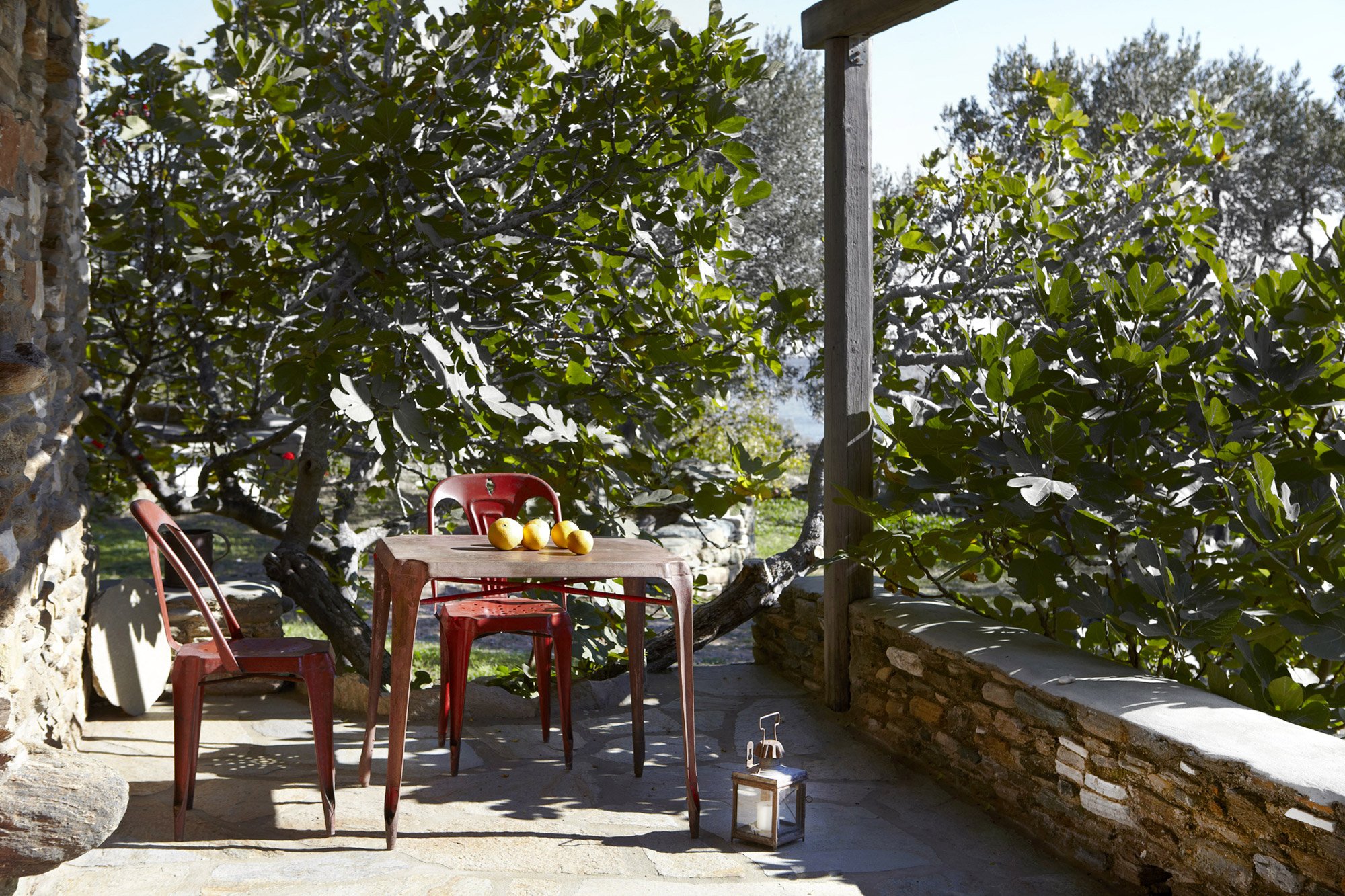 Red 3 beach houses Tinos Stones-Walls-3