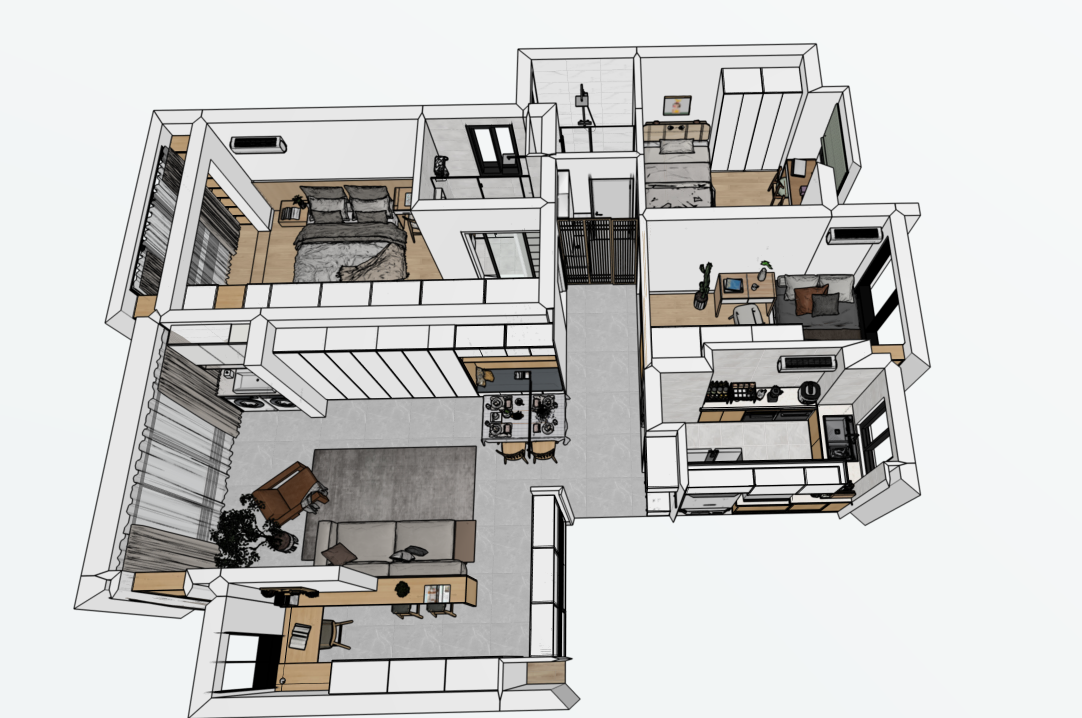 日式原木风超强收纳 140m²婚房设计-5