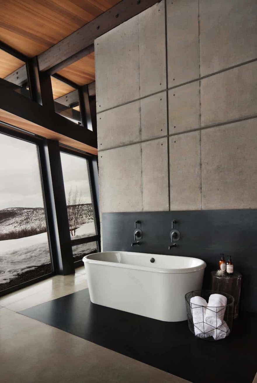 Majestic mountain home of stone and glass dominates its Utah landscape-15