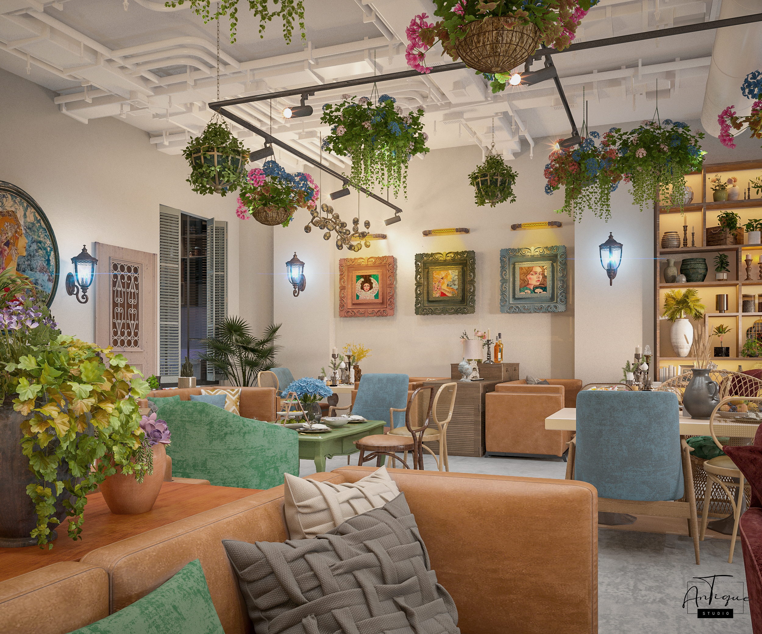 波西米亚咖啡馆兼餐厅丨ANTIQUE Studios-12