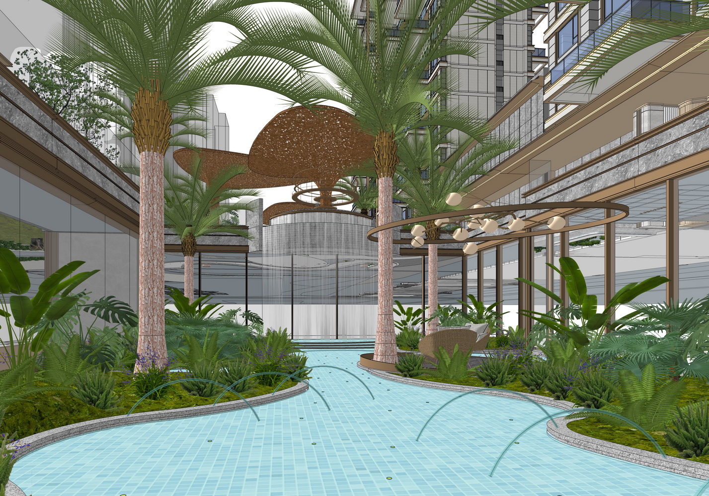 西安越秀铁建高新璞悦示范区后场景观SU模型-2