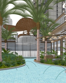 西安越秀铁建高新璞悦示范区后场景观SU模型