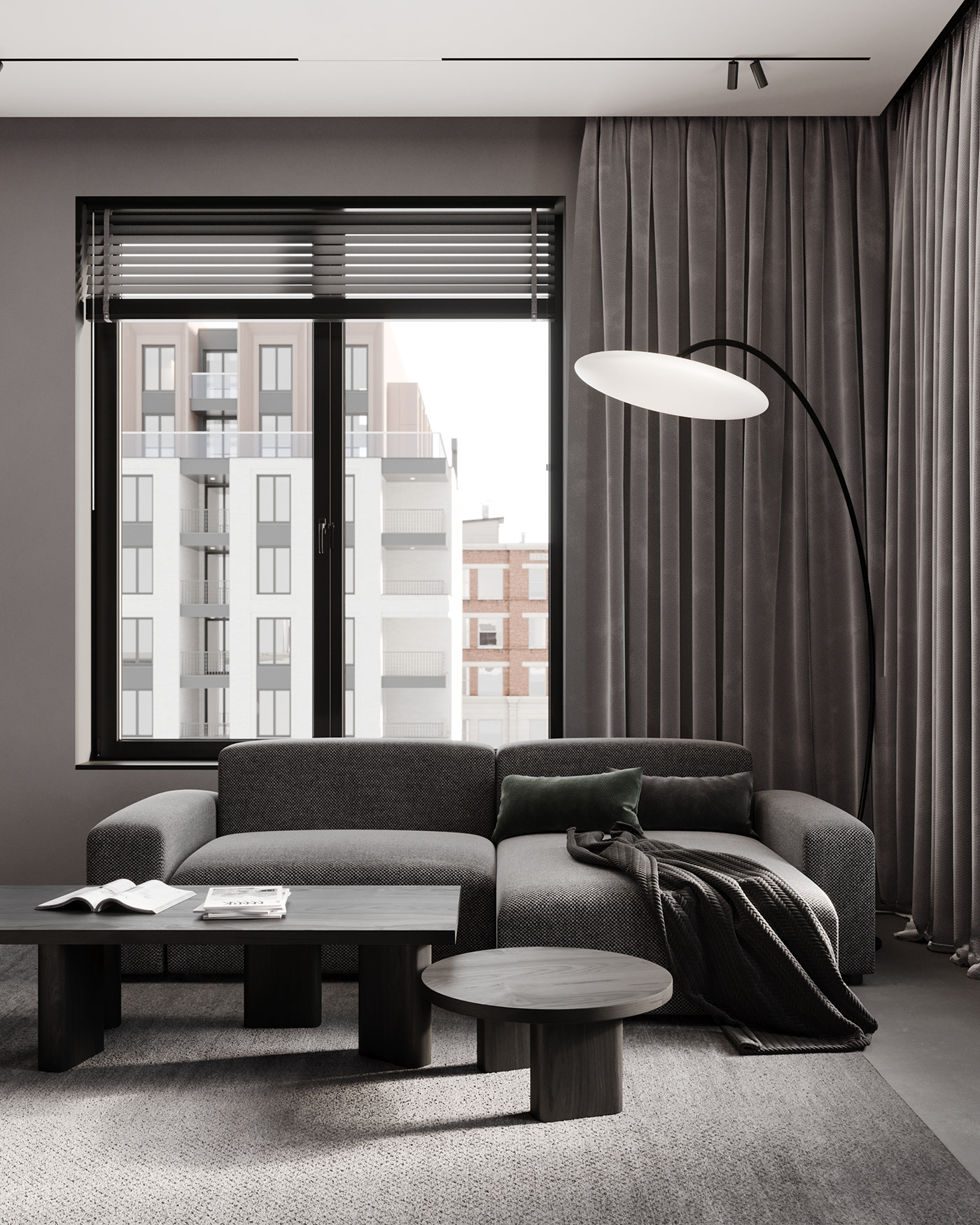 83㎡深色系小空间公寓设计-3