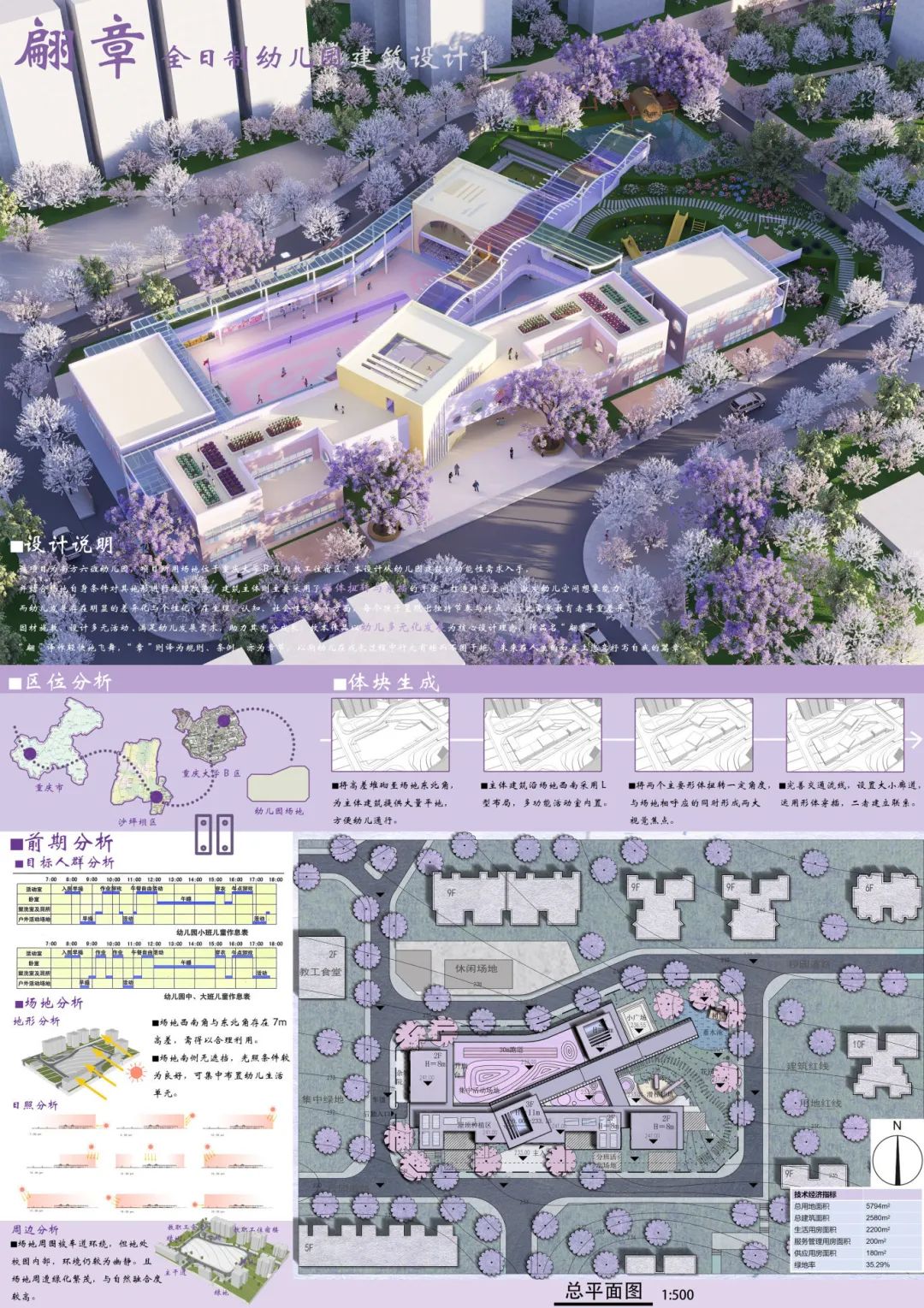 好强的天赋型选手!重大大二课设的吸睛紫色展板!色彩/构图/排版堪称一绝,空间创新与色彩叙事相结合的儿童友好型幼儿园建筑设计!-8