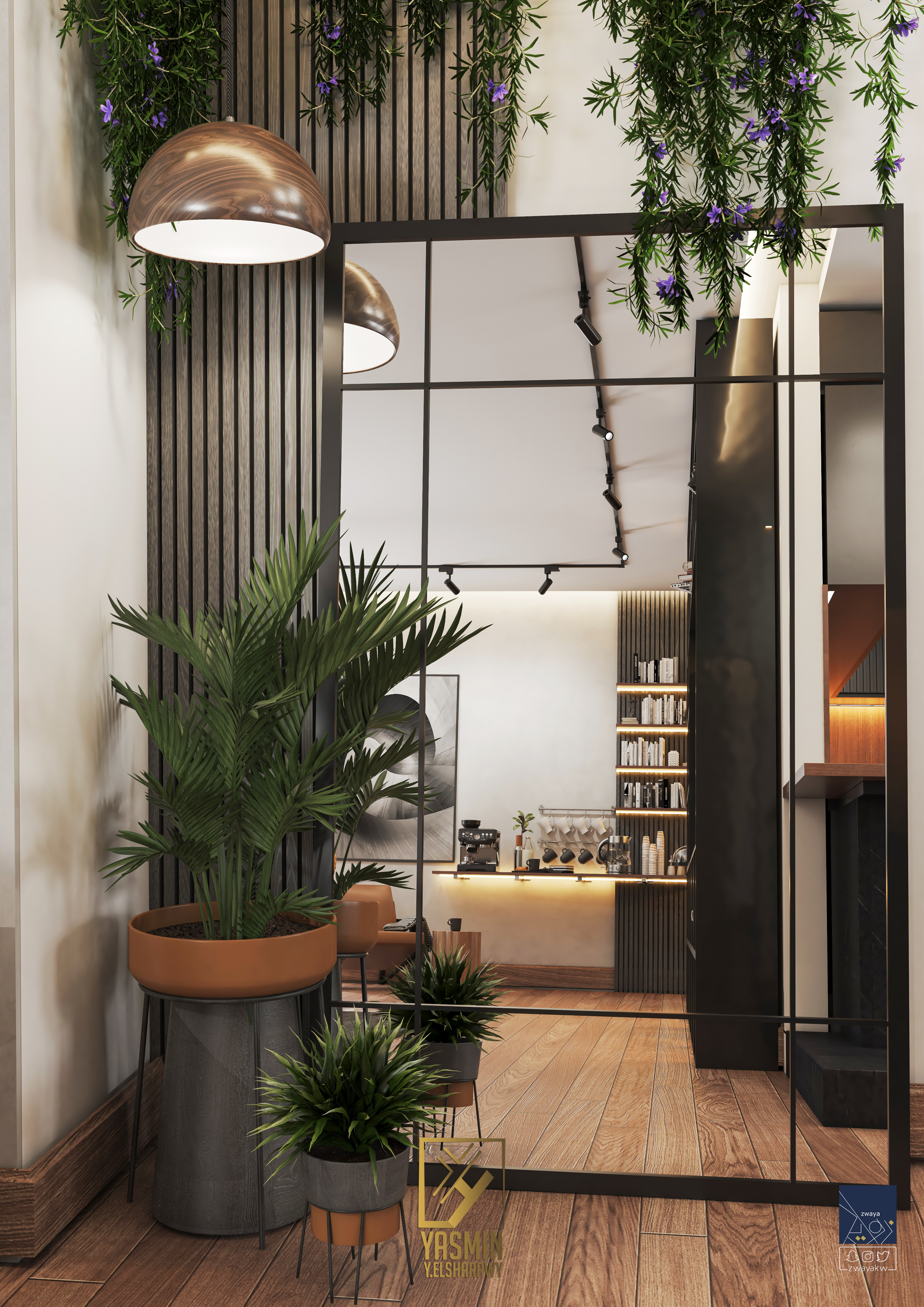 当代客厅与开放式厨房和餐厅设计丨yasminy.elsharawy-20