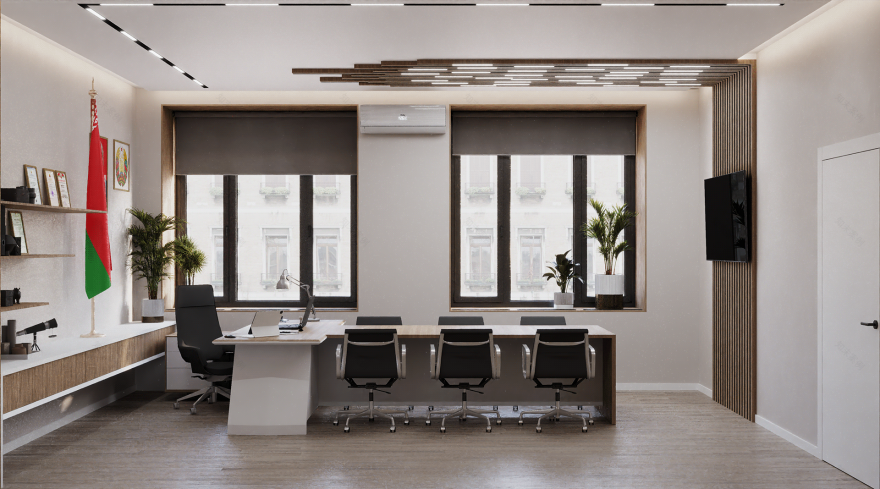 政府机构设计项目(办公室空间室内设计与3D可视化)-12