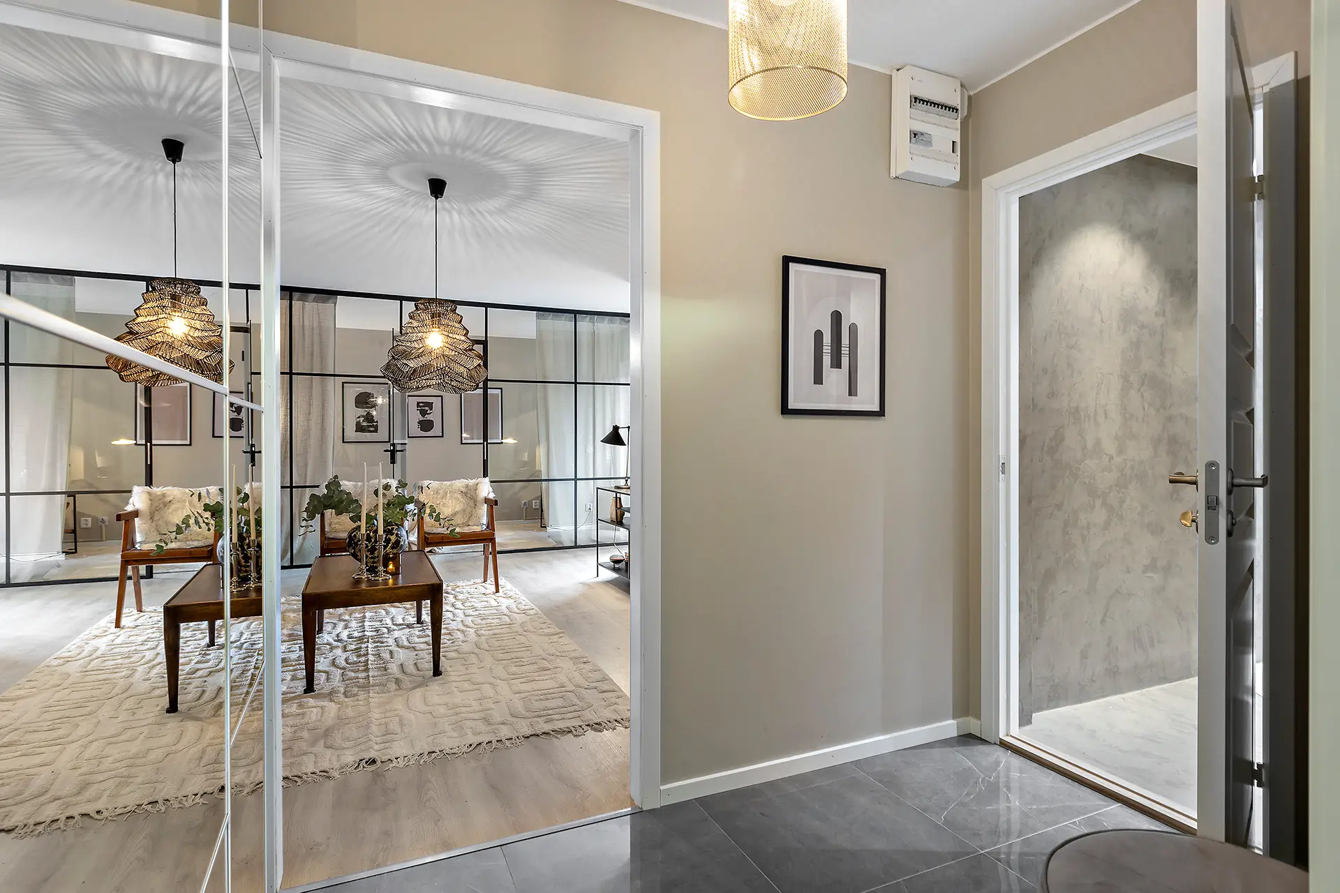 瑞典现代风格小公寓的玻璃隔墙设计-9