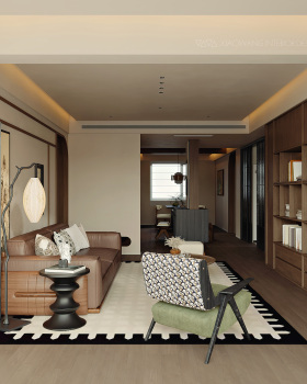 中古风 客餐厅 卧室 效果图