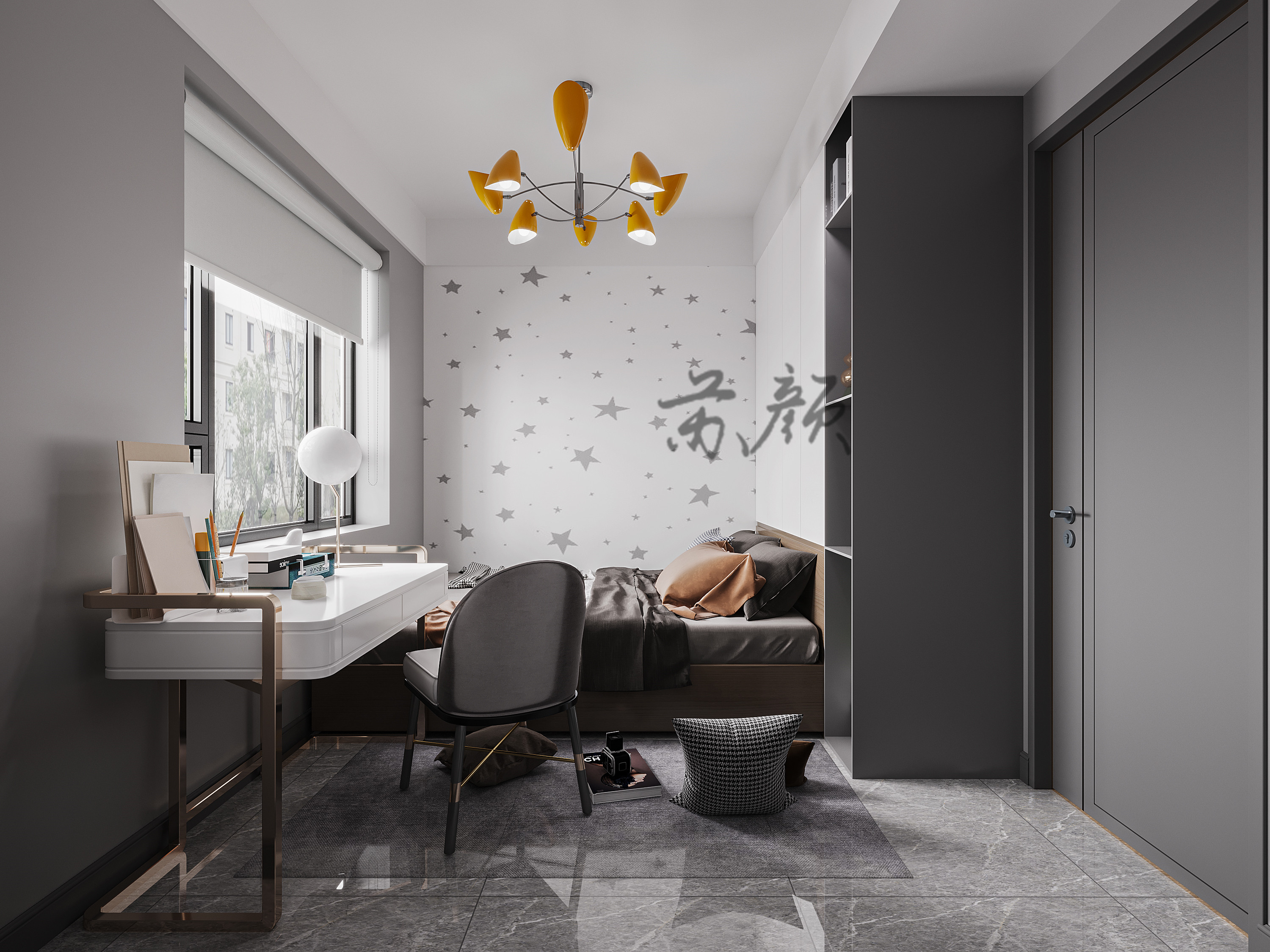 黑白灰客餐厅 大气高级又稳重-3