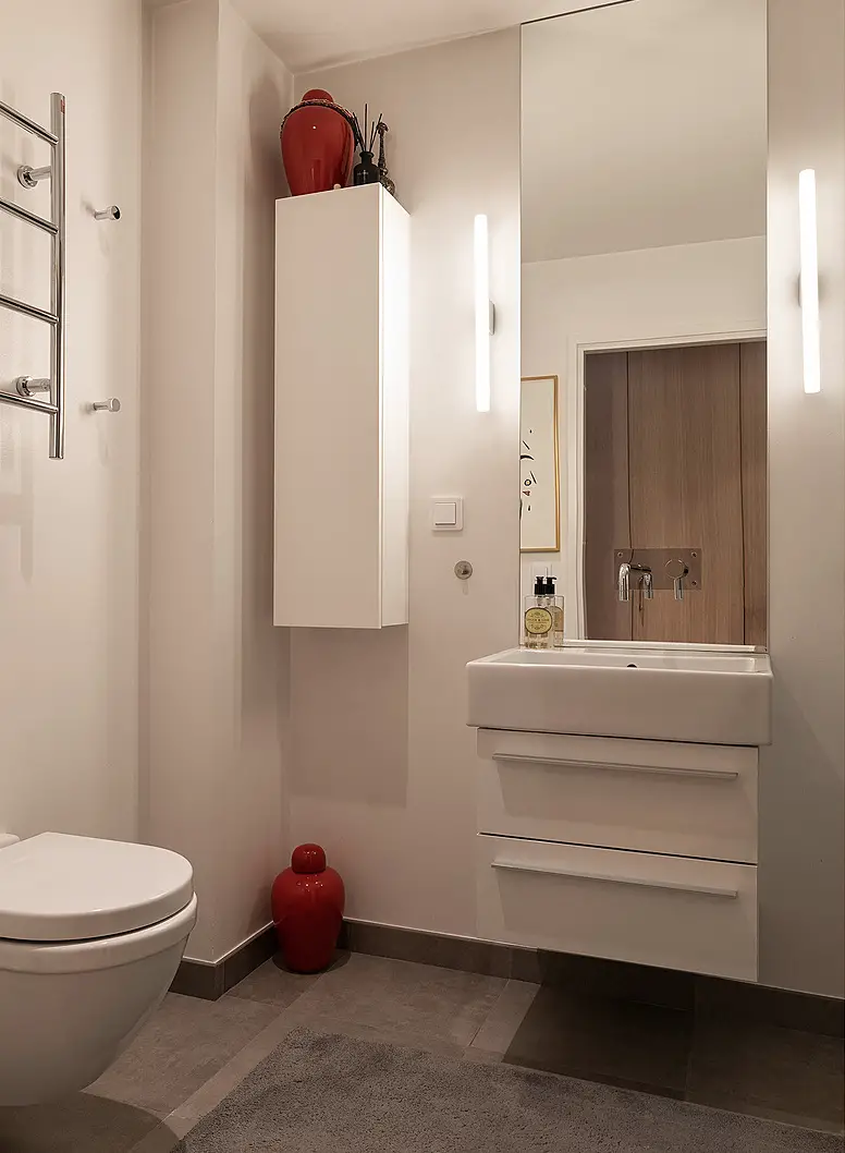 瑞典 53m2 公寓的温暖玻璃墙卧室设计-10