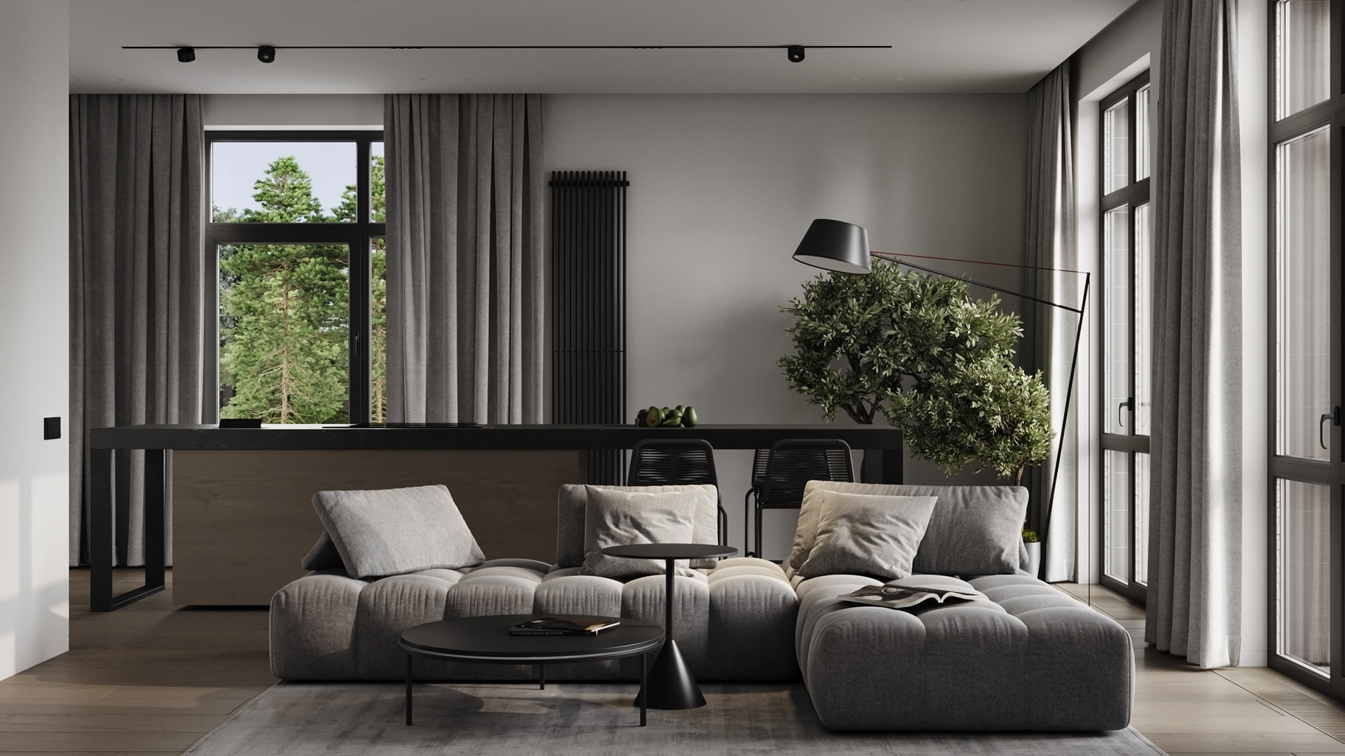 107㎡高级灰色系公寓设计-0