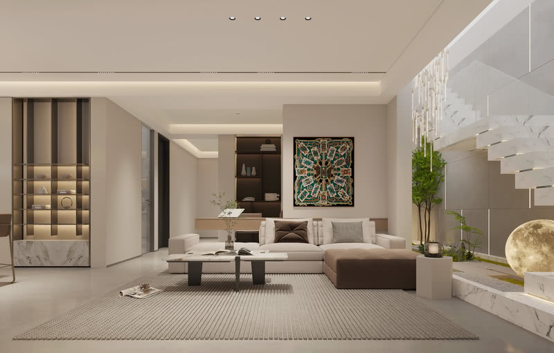 碧桂园揽湖苑下沉设计 | 一楼新中式负一层现代极简-12