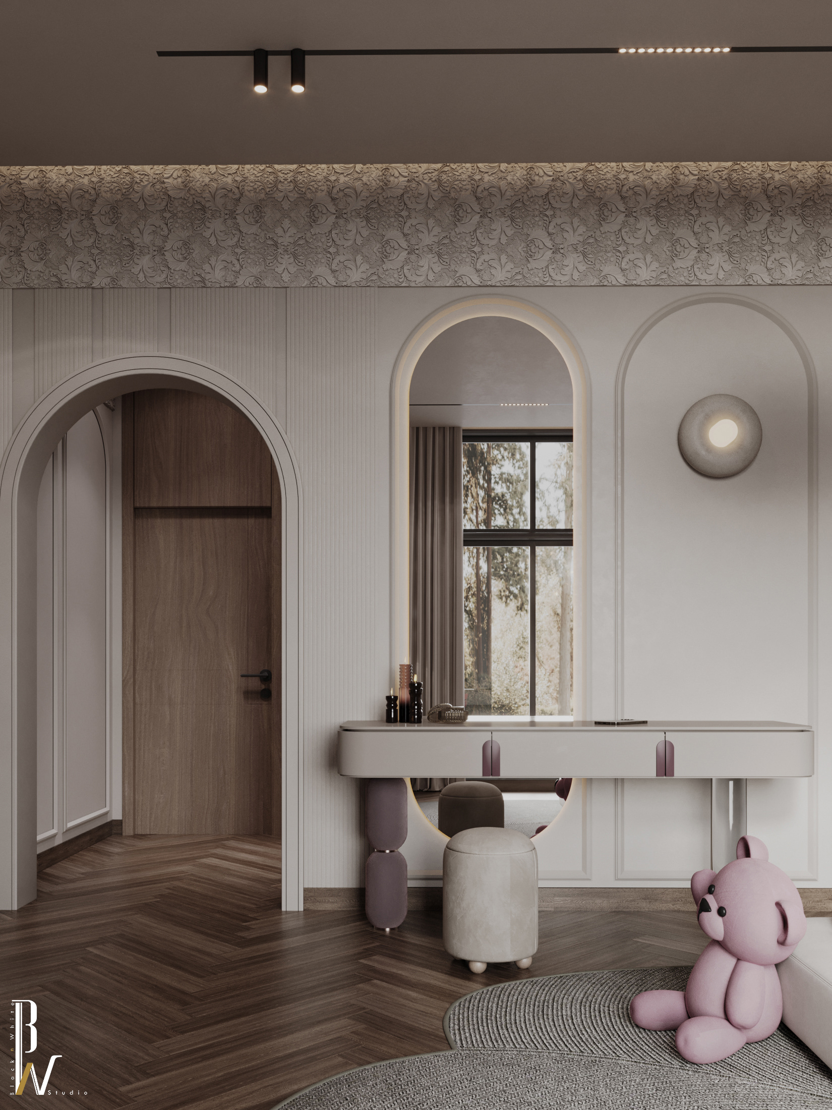 女孩卧室设计丨Black N White-7