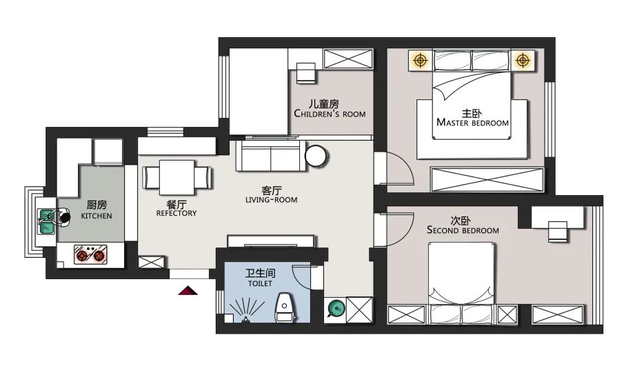 72㎡两居变三房，老房换新颜-13