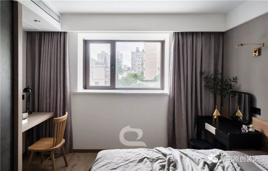 水泥灰++ 木色,140 平三房改四房,展现侘寂之美-48