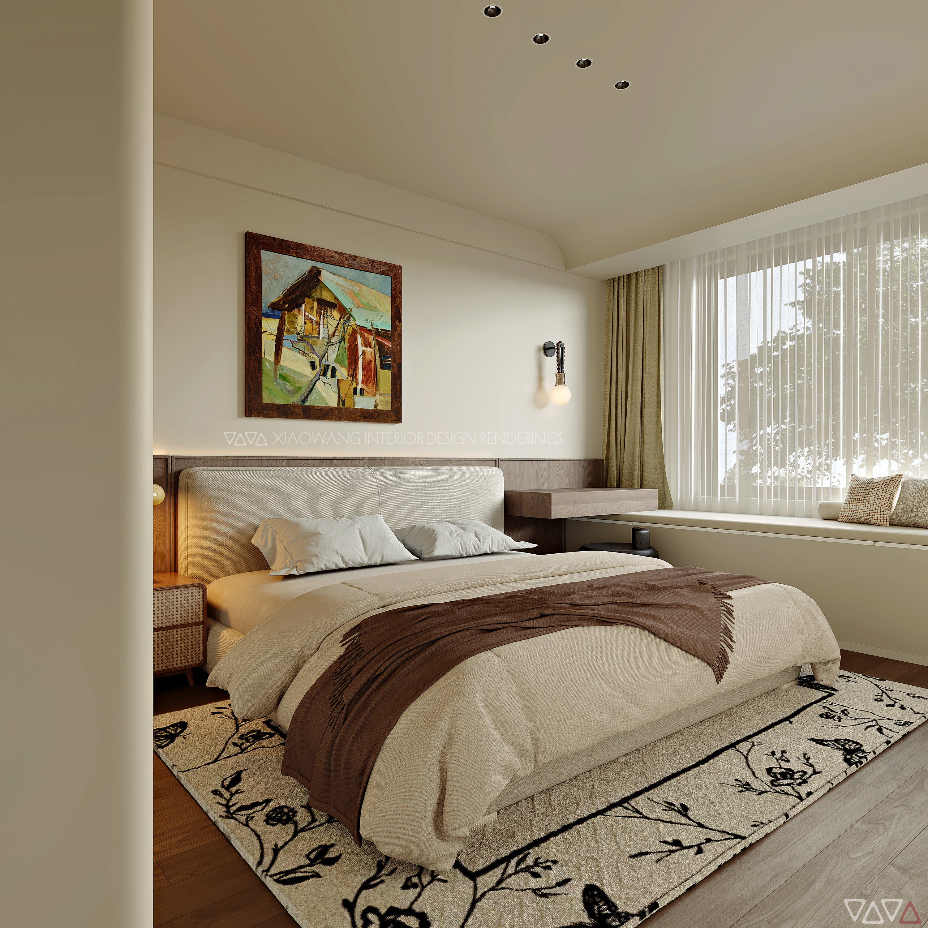 中古风 客餐厅 卧室 效果图-30